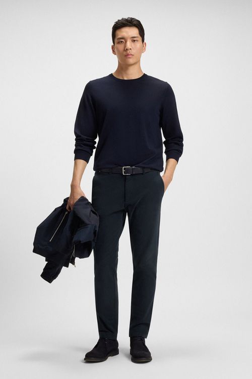 Pantalón Slim Fit De Sarga De Algodón Elástico