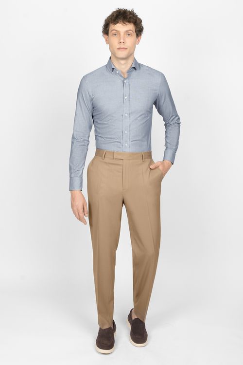 Pantalones Boss Tapered Fit En Lana Virgen