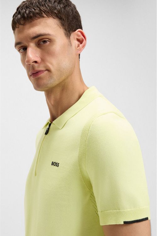 Polo En Punto De Algodón Con Cremallera En El Cuello