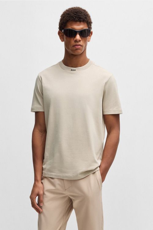 Playera De Algodón Elástico Con Logotipo En El Cuello