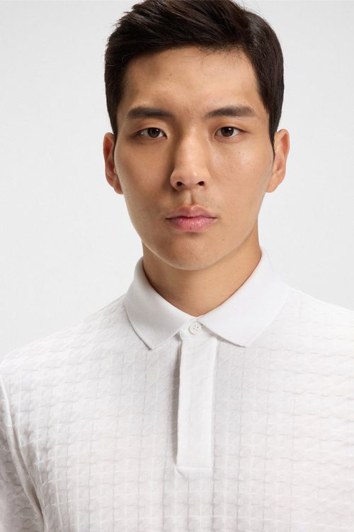 Polo Porsche x BOSS En Algodón Mercerizado Con Jacquard De Pata De Gallo