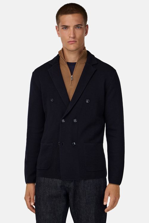 Suéter De Punto De Doble Botonadura de Lana Merina