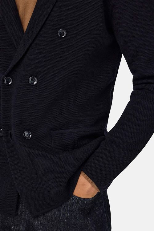 Suéter De Punto De Doble Botonadura de Lana Merina