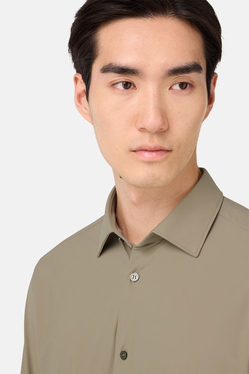 Camisa De Nailon Elástico Slim Fit