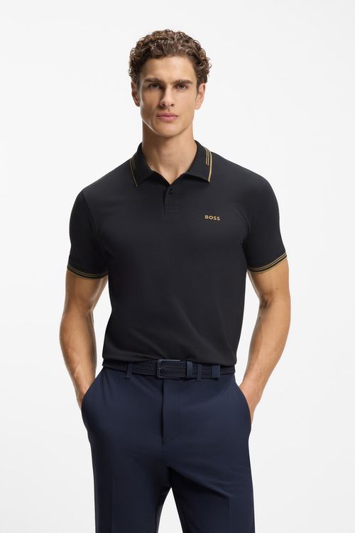 Polo Slim Fit De Algodón Elástico Con Detalles De La Marca