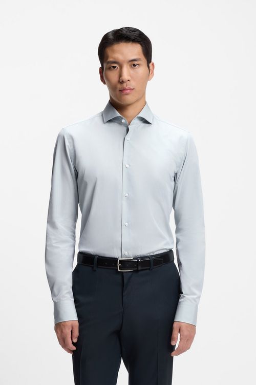Camisa Entallada De Chambray De Algodón De Fabricación Italiana