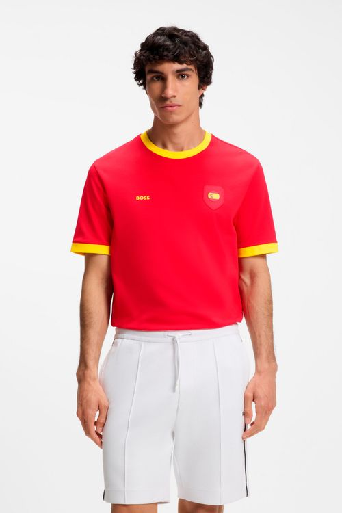 Playera De Algodón Elástico Con Bandera Nacional Y Logo