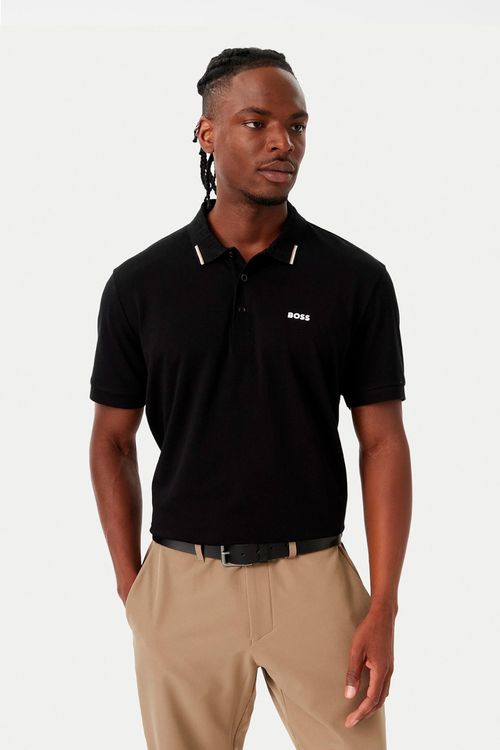 Polo Regular Fit Con Cuello De Cremallera En Mezcla De Algodón