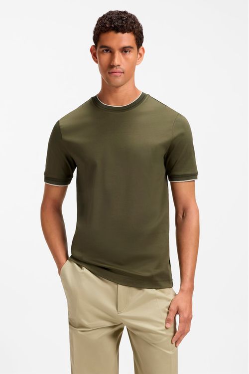 Playera Slim Fit De Algodón Con Cuello Redondo