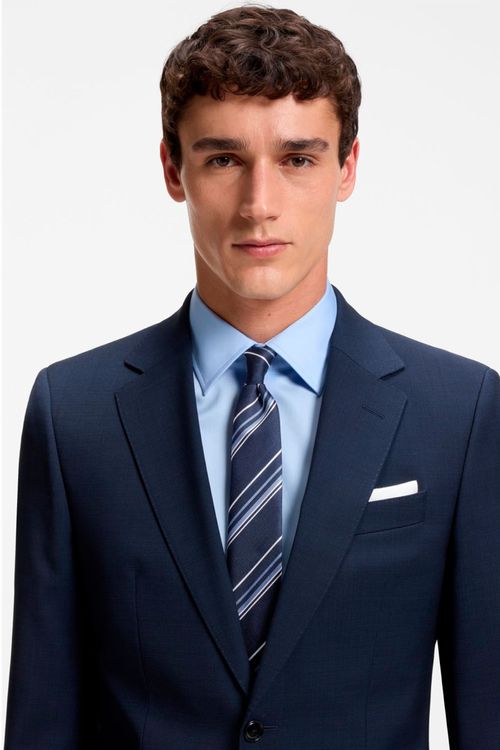 Corbata De Seda Con Jacquard De Rayas En Diagonal